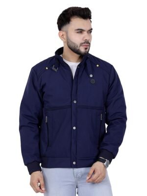 Full Sleeves Bomber Jacket for Men | TPU Men's Standing Collar Lightweight Winter Jacket(Navy)