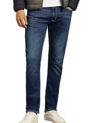 Men's Regular Fit Stretch Fabric for Comfort Premium Wash Aesthetic Authentic Twill and Durable Jeans(Mid Blue)