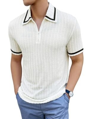 Men's Polycotton Regular Fit Stylish Half Sleeve Casual T-Shirt Plain & Trendy (White)