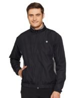Men's Black Solid Regular Jacket