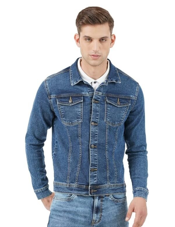 Men's Standard Length Cotton Blend Stretch Denim Jacket