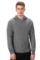 Solid Full Sleeves Hooded Acrylic Regular Fit Men Casual Sweater