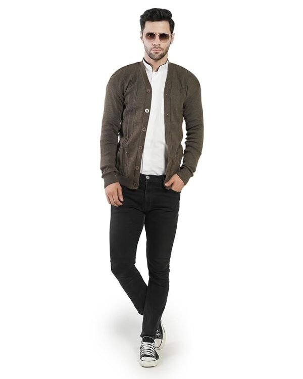 Men's Front Open Buttoned Full Sleeve Solid Color Cardigan/Woolen Jacket/Waist Coat