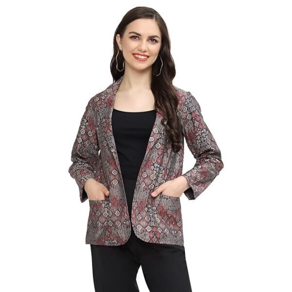 Women Poly Viscose Straight Printed Jacket