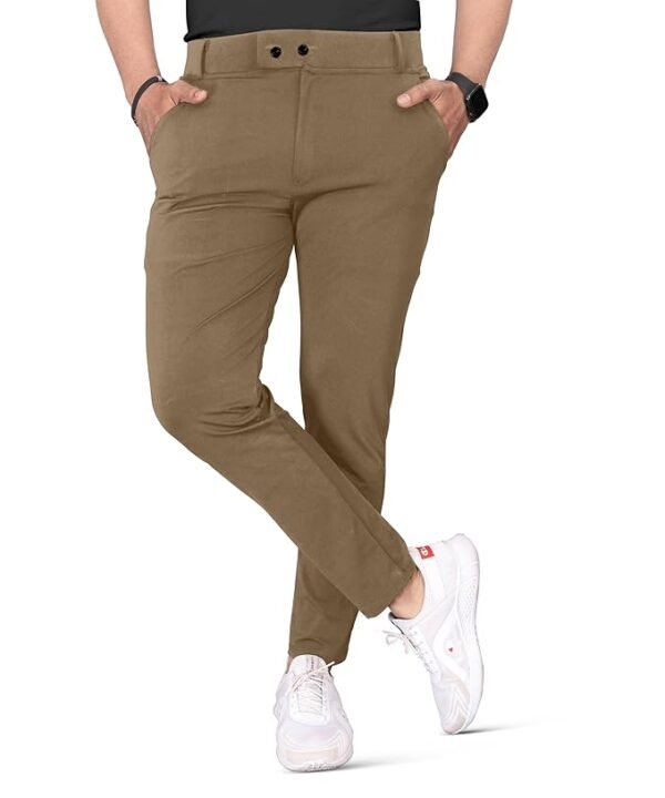 Men's Stretchable Stretchable Formal Pant Trousers | Stylish Slim Fit Men's Wear Trousers for Office or Party(Khaki)
