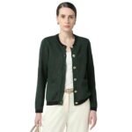 Women's Regular Fit Full Sleeve Button Cardigan(Green)