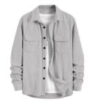 Men's Full Sleeve Corduroy Striped Casual Jacket, Ideal for Stylish Everyday Outfits(Grey)