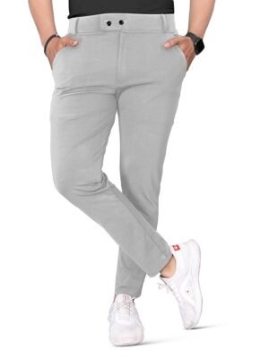 Men's Stretchable Stretchable Formal Pant Trousers | Stylish Slim Fit Men's Wear Trousers for Office or Party(Light Grey)