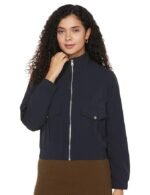 Women's Faux Fur-Lined Puffer Jacket with Detachable Hood - Warm, Stylish (Navy)