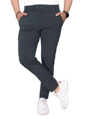 Men's Stretchable Stretchable Formal Pant Trousers | Stylish Slim Fit Men's Wear Trousers for Office or Party(Dark Grey)