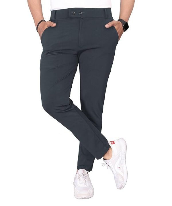 Men's Stretchable Stretchable Formal Pant Trousers | Stylish Slim Fit Men's Wear Trousers for Office or Party(Dark Grey)