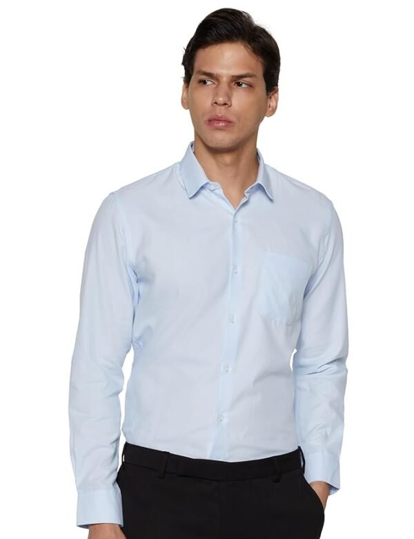 Men's Classic Textured Slim Fit Full Sleeve Shirt | Wonder Fabric | Cotton Rich | Premium Dobby(Light Blue)