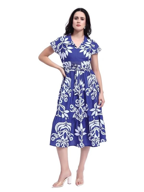 Women’s Maxi Cotton Blend Dress(Blue)