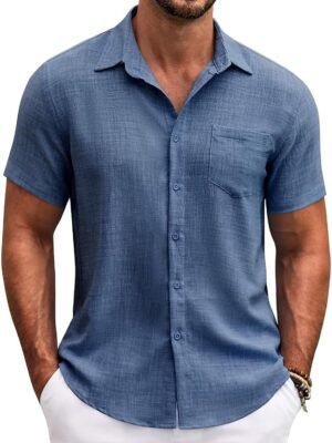 Men Cotton Regular Fit Shirt || Stylish(Blue)