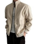 Men’s Solid Zip-Up Jacket | Premium Soft Fabric | Full Sleeve Casual Jacket with Stand Collar