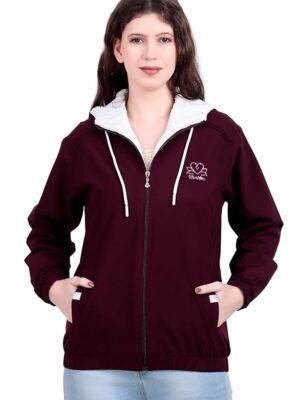 Women's Sherpa-Lined Windbreaker Jacket(Maroon)
