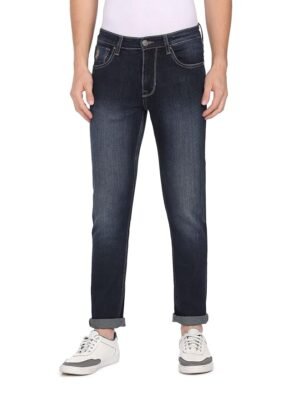 Men's Slim Fit Mid Rise Jeans (Faded Blue)