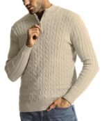 Men High Neck Zipper Full Sleeve Winter Woolen Sweater for Men