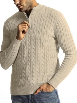 Men High Neck Zipper Full Sleeve Winter Woolen Sweater for Men