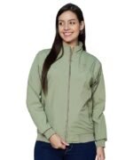 Nylon Full Sleeve Solid Women's Jacket(Pista)