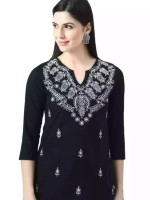 Black Chikankari Short Kurti